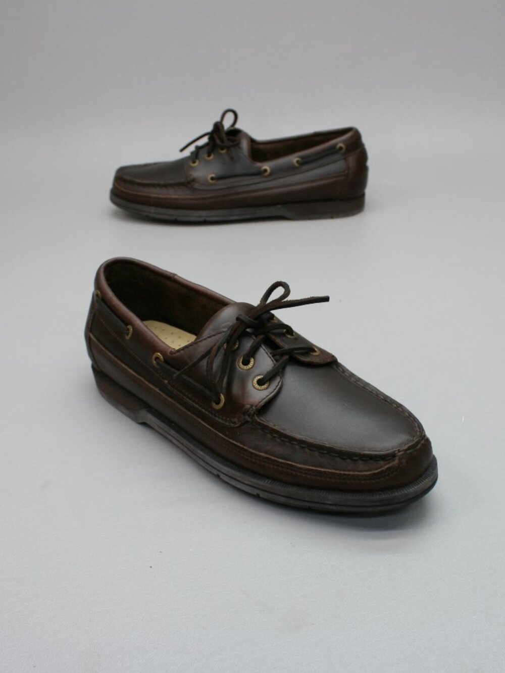 Rockport Men's 11 Brown Leather Boat Shoes Moc-toe Deck Slip-on Loafers - ME5118
